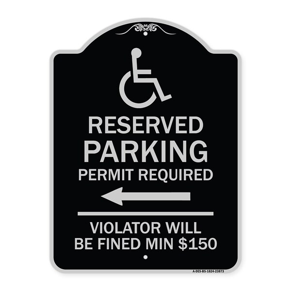 Signmission Modern Isa Connecticut Reserved Parking Permit Required Violators Fin Alum, 24" x 18", BS-1824-23873 A-DES-BS-1824-23873 - main